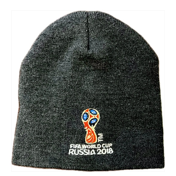 FIFA World Cup Russia 2018 lined warm charcoal gray hat skull cap NEW - Picture 1 of 5
